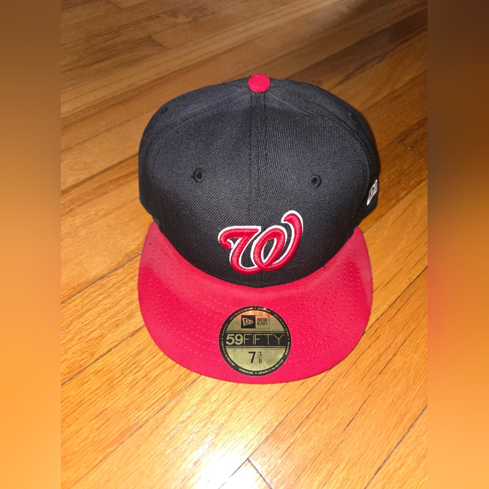 Nationals New Era Black and Red Hat